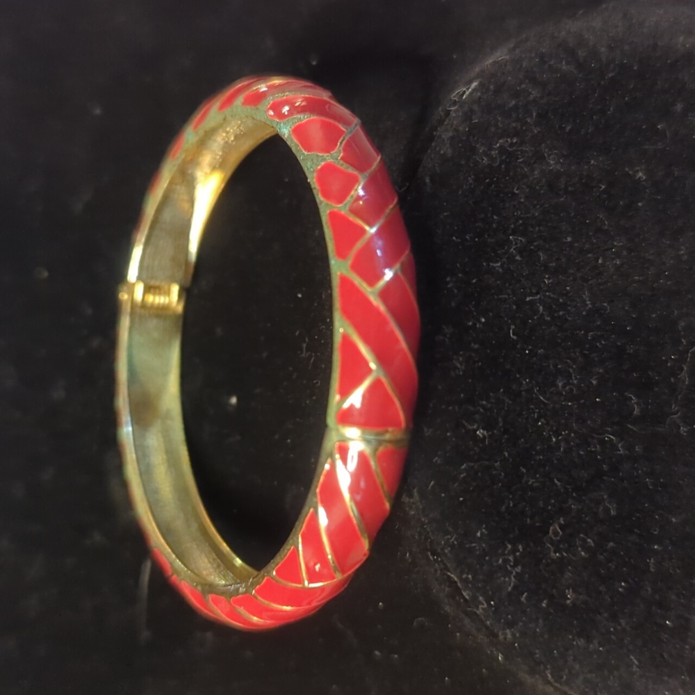 Ann Taylor Loft Gold Tone & Mauve Hinged Bangle